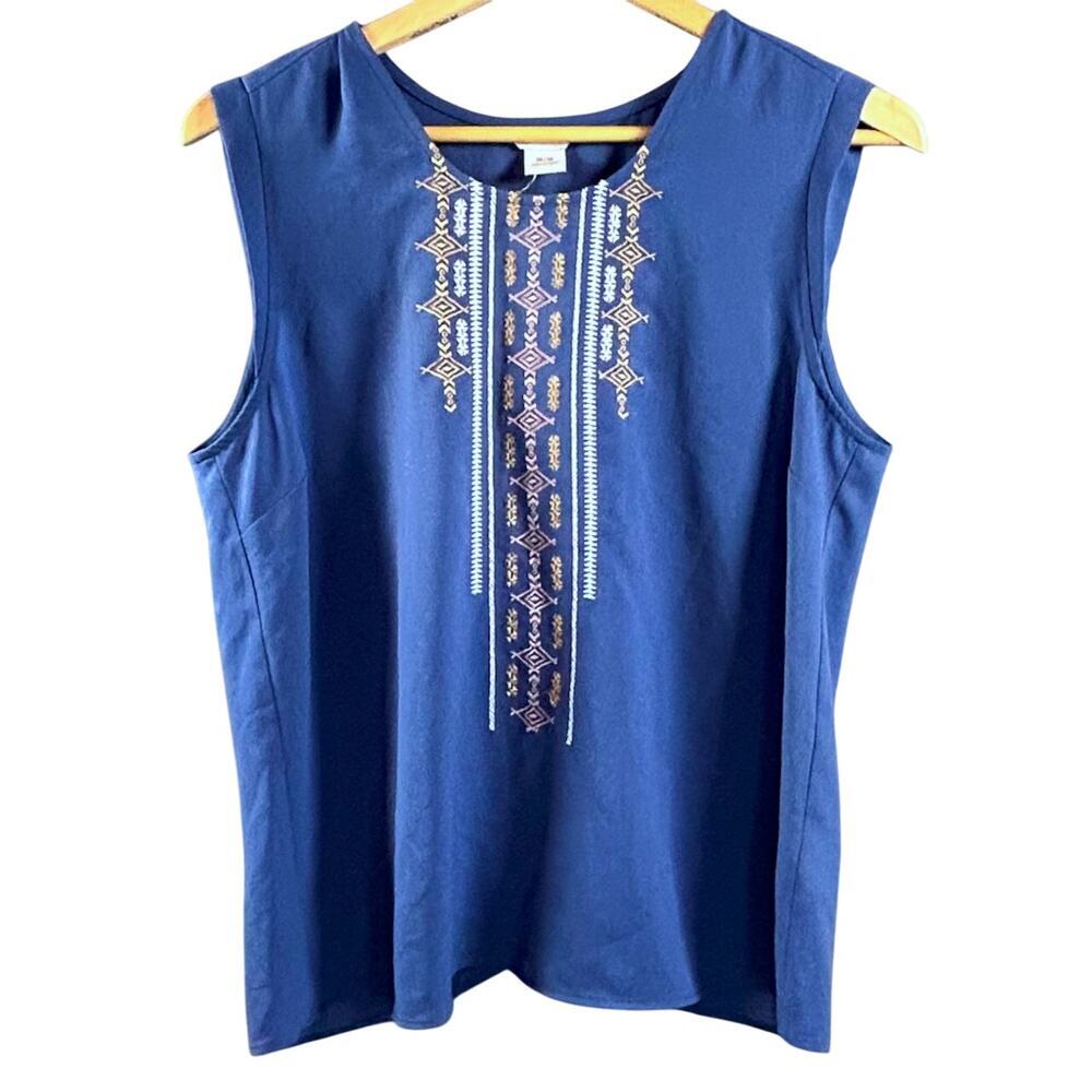 ARIAT Embroidered Blue Pleated Silky Coastal Cowgirl Western Tribal Blouse MED